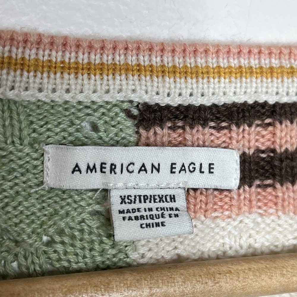 American Eagle Patchwork Pointelle Knit Top Women… - image 3